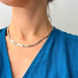Vintage JPA Sterling silver link necklace with 10k gold accents